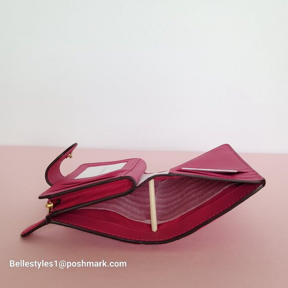 COACH Bifold Quilted Soft Smooth Leather ID Window Medium Wallet - Bold Pink ⭐ - Picture 15 of 16